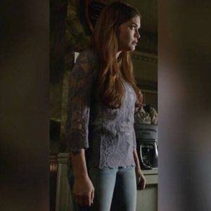 Xhilaration sheer lace top in periwinkle ASO Lydia Martin in Teen Wolf